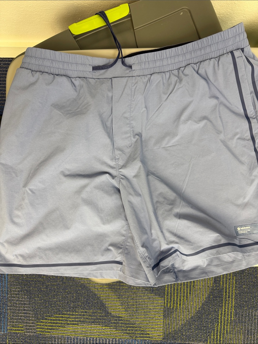 Lululemon men’s Light blue/Gray Drawstring Athletic Shorts with Contrast Trim